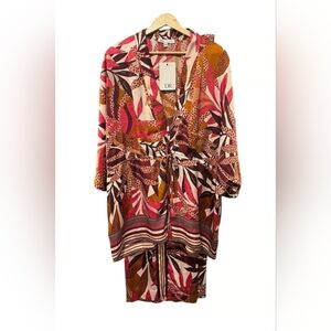 Dr2 Colorful Patterned Kimono and Lounge Pant Set S